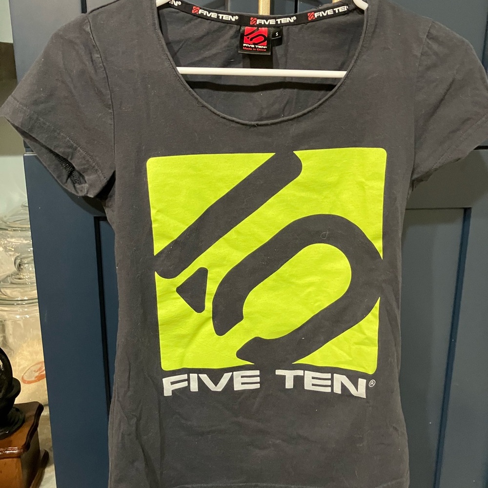 Five Ten Black T-Shirt with Neon Green Logo